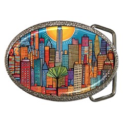 City New York Nyc Skyscraper Skyline Downtown Night Business Urban Travel Landmark Building Architec Belt Buckles