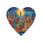 City New York Nyc Skyscraper Skyline Downtown Night Business Urban Travel Landmark Building Architec Heart Magnet Front