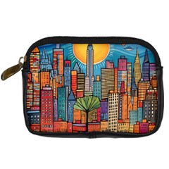 City New York Nyc Skyscraper Skyline Downtown Night Business Urban Travel Landmark Building Architec Digital Camera Leather Case by Posterlux