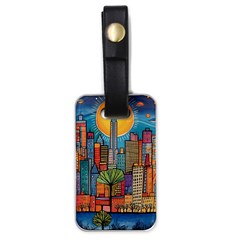 City New York Nyc Skyscraper Skyline Downtown Night Business Urban Travel Landmark Building Architec Luggage Tag (one Side)