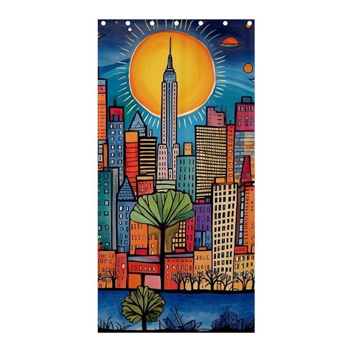 City New York Nyc Skyscraper Skyline Downtown Night Business Urban Travel Landmark Building Architec Shower Curtain 36  x 72  (Stall) 