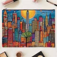 City New York Nyc Skyscraper Skyline Downtown Night Business Urban Travel Landmark Building Architec Cosmetic Bag (xxxl) by Posterlux