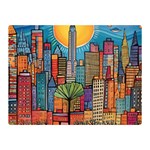 City New York Nyc Skyscraper Skyline Downtown Night Business Urban Travel Landmark Building Architec Two Sides Premium Plush Fleece Blanket (Mini) 35 x27  Blanket Front