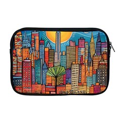 City New York Nyc Skyscraper Skyline Downtown Night Business Urban Travel Landmark Building Architec Apple Macbook Pro 17  Zipper Case by Posterlux