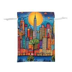 City New York Nyc Skyscraper Skyline Downtown Night Business Urban Travel Landmark Building Architec Lightweight Drawstring Pouch (l)