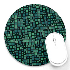 Squares Cubism Geometric Background Round Mousepad