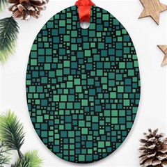 Squares Cubism Geometric Background Ornament (oval)