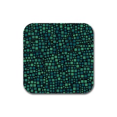 Squares Cubism Geometric Background Rubber Square Coaster (4 Pack) by Maspions