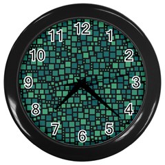 Squares Cubism Geometric Background Wall Clock (black)