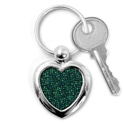 Squares Cubism Geometric Background Key Chain (heart)