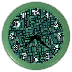 Squares Cubism Geometric Background Color Wall Clock