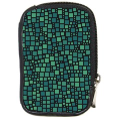 Squares Cubism Geometric Background Compact Camera Leather Case by Maspions