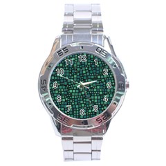 Squares Cubism Geometric Background Stainless Steel Analogue Watch by Maspions