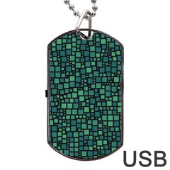 Squares Cubism Geometric Background Dog Tag Usb Flash (one Side) by Maspions