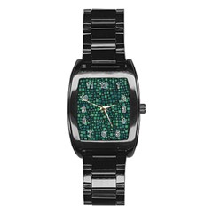 Squares Cubism Geometric Background Stainless Steel Barrel Watch