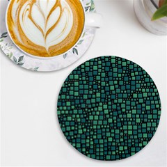 Squares Cubism Geometric Background Uv Print Round Tile Coaster by Maspions