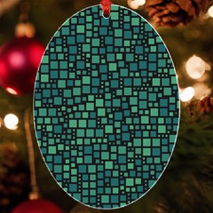 Squares Cubism Geometric Background Uv Print Acrylic Ornament Oval