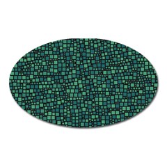 Squares Cubism Geometric Background Oval Magnet