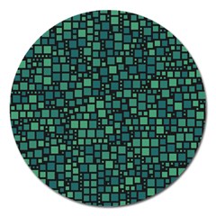 Squares Cubism Geometric Background Magnet 5  (round)