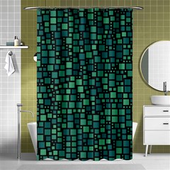 Squares Cubism Geometric Background Shower Curtain 48  X 72  (small) 