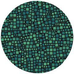 Squares Cubism Geometric Background Wooden Puzzle Round