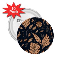 Background Pattern Leaves Texture 2 25  Buttons (10 Pack) 