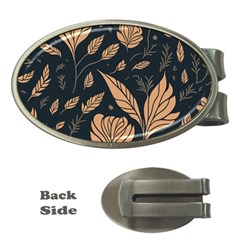 Background Pattern Leaves Texture Money Clips (oval) 