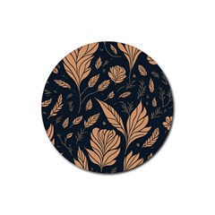 Background Pattern Leaves Texture Rubber Coaster (round)