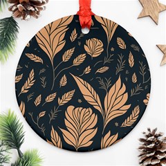 Background Pattern Leaves Texture Round Ornament (two Sides) by Maspions