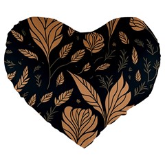 Background Pattern Leaves Texture Large 19  Premium Heart Shape Cushions