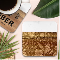 Background Pattern Leaves Texture Marble Wood Coaster (square)