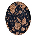 Background Pattern Leaves Texture Oval Glass Fridge Magnet (4 pack) Front