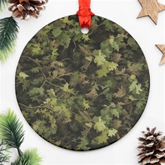 Green Camouflage Military Army Pattern Ornament (round) by Maspions