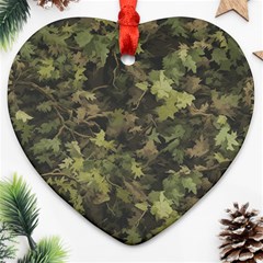 Green Camouflage Military Army Pattern Ornament (heart)