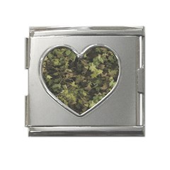 Green Camouflage Military Army Pattern Mega Link Heart Italian Charm (18mm) by Maspions