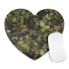 Green Camouflage Military Army Pattern Heart Mousepad by Maspions