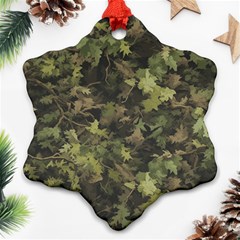 Green Camouflage Military Army Pattern Snowflake Ornament (two Sides)