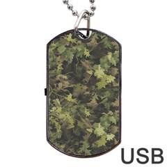 Green Camouflage Military Army Pattern Dog Tag Usb Flash (two Sides)