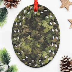 Green Camouflage Military Army Pattern Oval Filigree Ornament (two Sides)