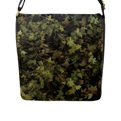 Green Camouflage Military Army Pattern Flap Closure Messenger Bag (l)