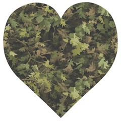 Green Camouflage Military Army Pattern Wooden Puzzle Heart