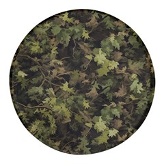 Green Camouflage Military Army Pattern Round Glass Fridge Magnet (4 Pack) by Maspions