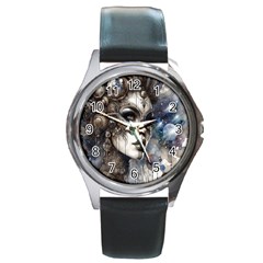 Woman In Space Round Metal Watch by CKArtCreations