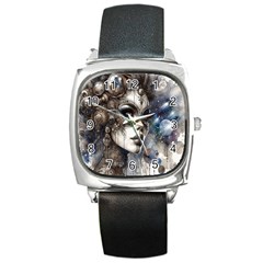 Woman In Space Square Metal Watch by CKArtCreations