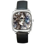 Woman in Space Square Metal Watch Front