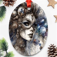 Woman In Space Oval Ornament (two Sides)