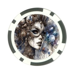 Woman In Space Poker Chip Card Guard by CKArtCreations