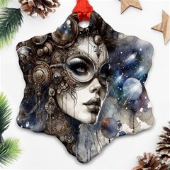 Woman In Space Snowflake Ornament (two Sides) by CKArtCreations