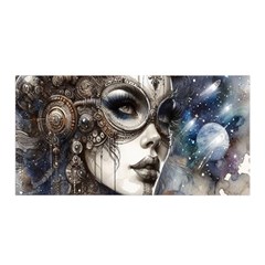 Woman In Space Satin Wrap 35  X 70  by CKArtCreations