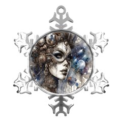 Woman In Space Metal Small Snowflake Ornament by CKArtCreations